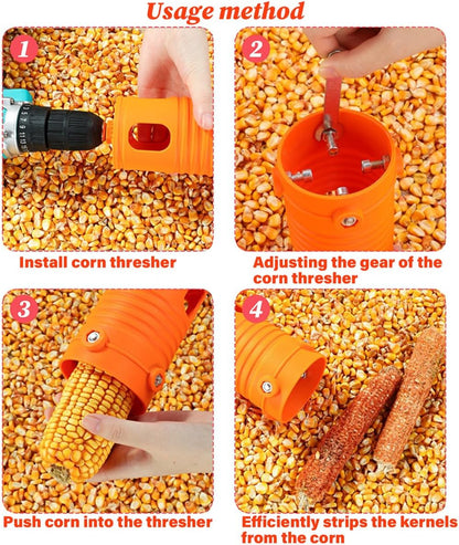 Corn Peel Thresher Corn Stripper Highly Efficiency Saving Corn COB Remover Manual Durable Use with Electric Drill Universal with Gloves Labor
