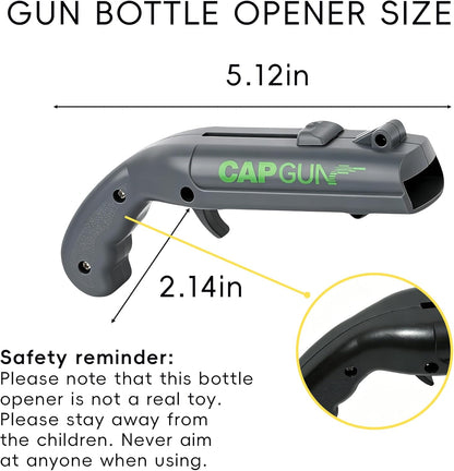 Bottle Opener with Cap Launcher – Funny Shooting Gun for Parties, BBQ, Tailgates – Unique Beer Cap Shooter Gadget for Men – Cool Gifts for Dad, Husband, Him on Birthday, Father's Day(Red+Blue)