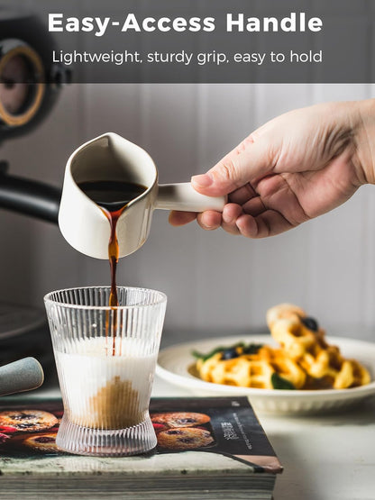 Espresso Cups Ceramic, 200ML Espresso Measuring Cup with Handle, Expresso Shots Cups with Scale, Espresso Accessories, White