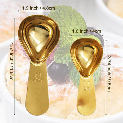 Hitefu 2 Packs Stainless Steel Coffee Scoop Set, 15ml Tablespoon with 30ml Spoon, Short Handle Spoon for Coffee, Tea, Sugar, Protein & Milk Powder (Rose Gold)