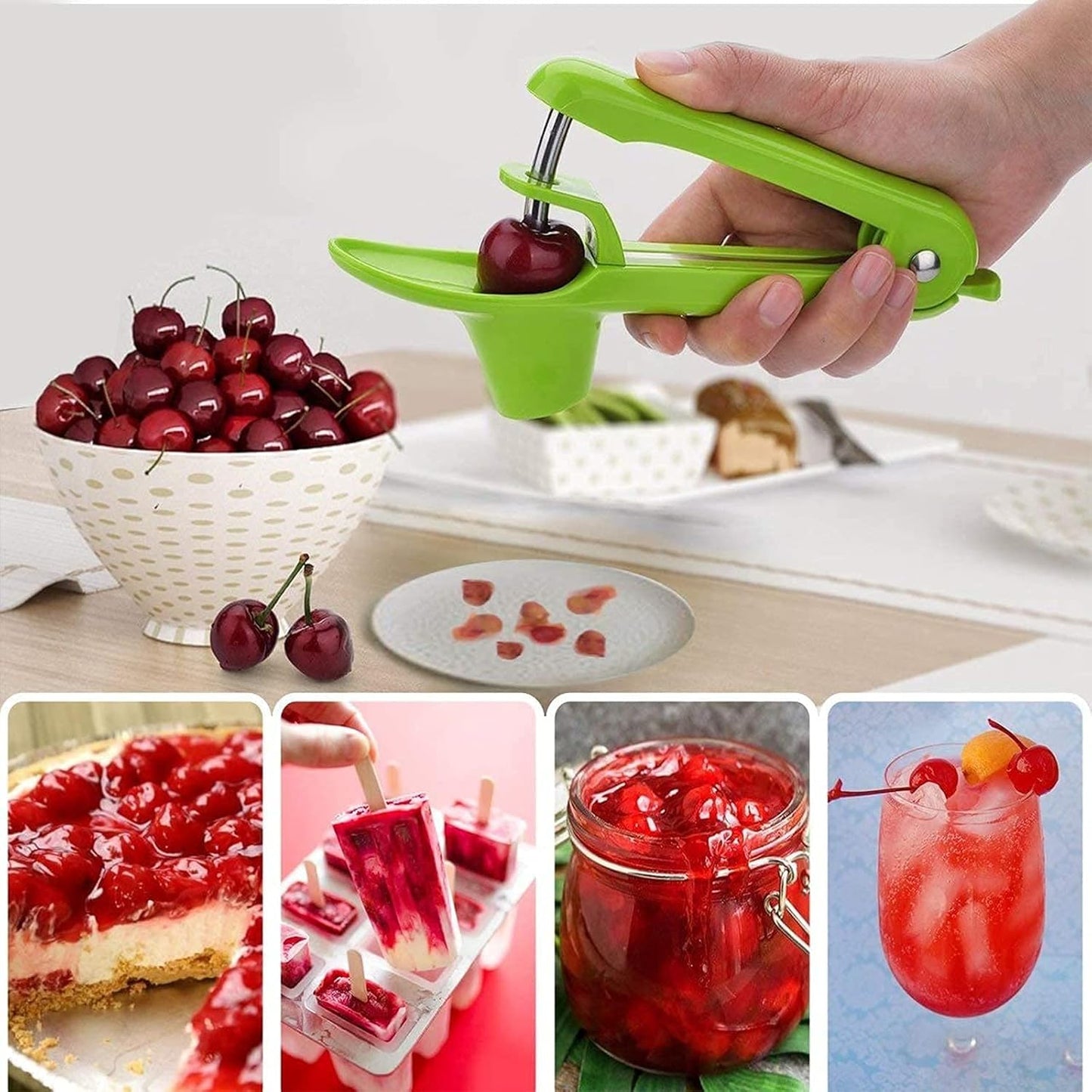Cherry Pitter Tool Pit Remover, Multiple Cherry Seed Remover, 7 Holes Cherry Stoner Pitter Quick Release, Multiple Cherry Pit Remover Cherries Jam