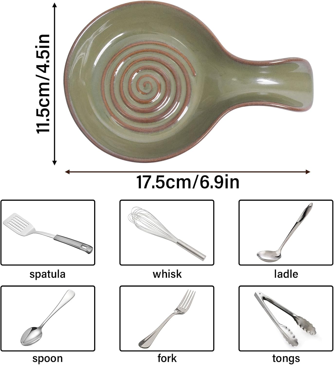 JINIHFW Spoon Rest for Kitchen, Ceramic Spoon Holder for Stove Top, Cooking Spoon Holder,Heat Resistant Utensil Rest for Countertop, Dishwasher Safe, Blue (1 pcs)
