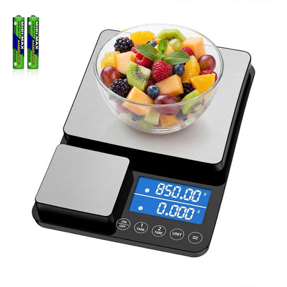0.001oz/33lb Dual Platform Kitchen Scale, Diyife 9.4in Stainless Steel Food Scale with Two Precisions, Accumulation Functions, 7 Units, Tare, for Baking, Cooking, Pre-Meal Preparation