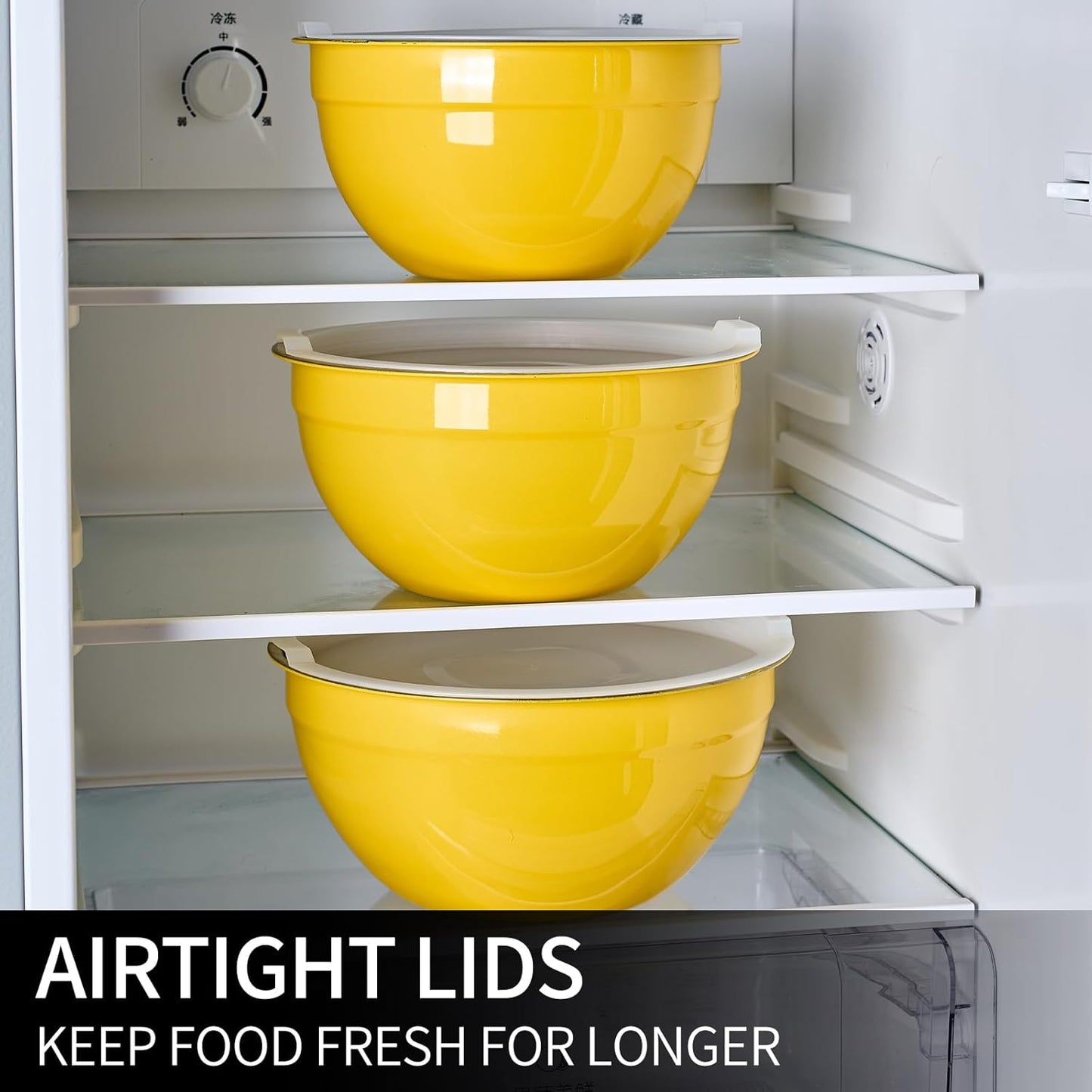 Red Mixing Bowls with Lids Set of 7, Stainless Steel Nesting Bowl with Khaki Lid for Non-slip Mixing Prepping Storing Serving, 7 Sizes-7/3.6/2.7/2.1/1.5/1/0.8 QT