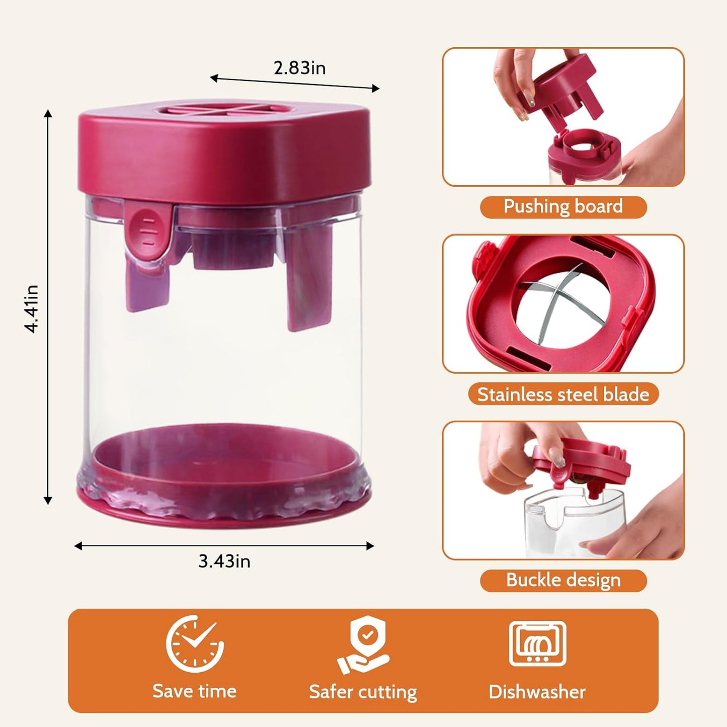 Fruit Slicer Cup: Strawberry Slicer - Tomato Grape Cutter Cup - Egg Slicers - Quarter Extrusion Fruit Divider - Strawberry Cutter Kitchen Gadgets Speed Cutters for Banana Grape Egg (Red)