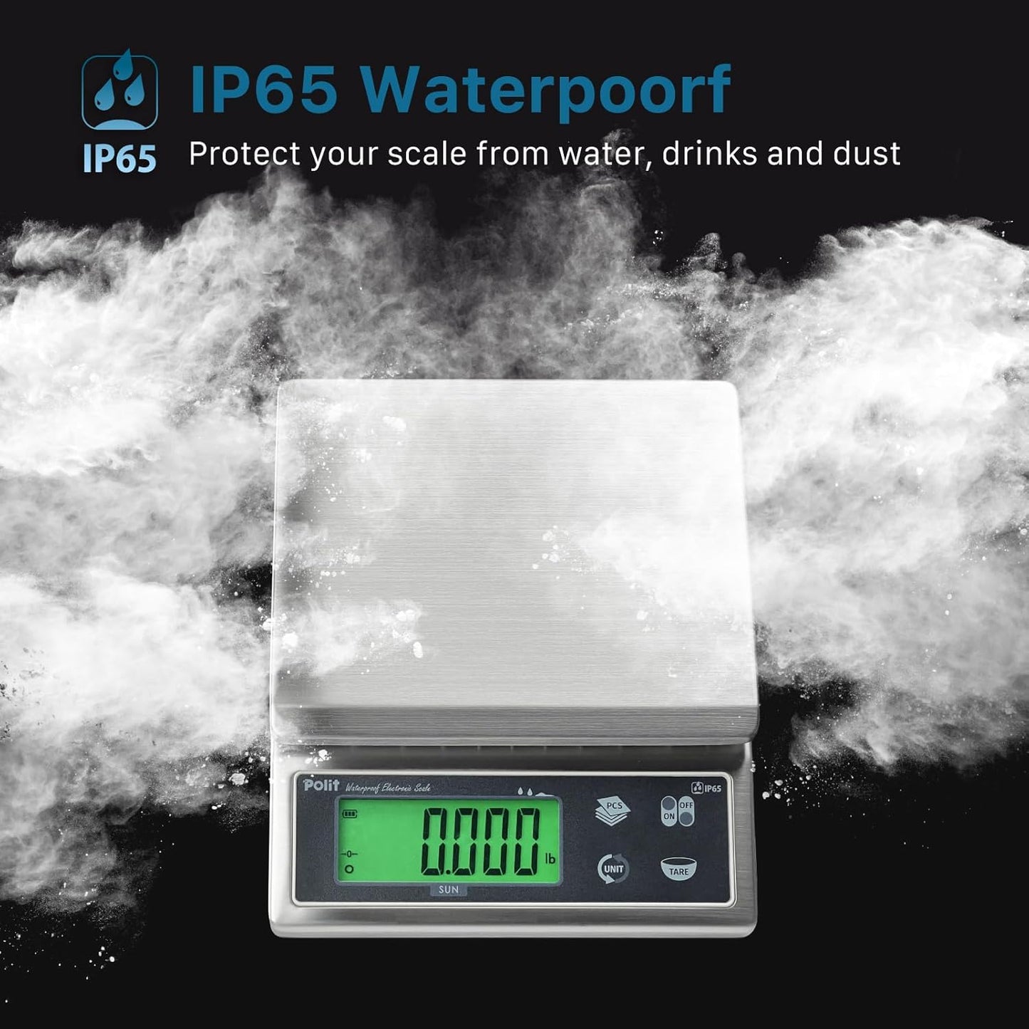 Polit Digital Kitchen Scale KT-66 30lb/13kg｜0.05oz/1g Precision Food Scale with LCD Display｜Battery or Plug-in｜Stainless Steel Top｜Grams, Ounces, Pounds｜5 Units for Baking, Farming & Shipping Scale