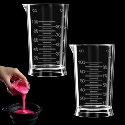 2 PCS Hair Dye Measuring Cup 4 Oz Measuring Cups Clear Plastic Graduated Cups Liquid Beaker Measuring-Cup with Graduated Scale for Home Salon DIY Dyeing