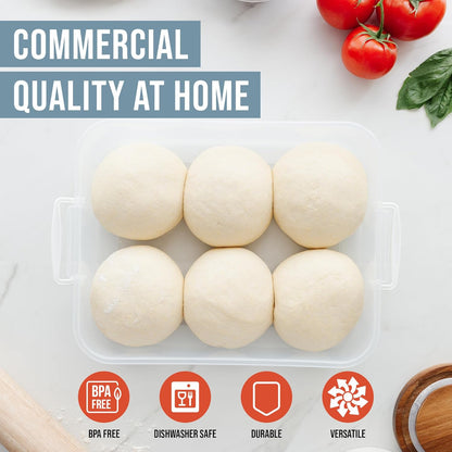 Chef Pomodoro Pizza Dough Proofing Box, 14 x 11-Inch, Preparation Container with Lid, Fits 4-6 Proofing Balls, Household Pizza and Bread Dough Tray With Convenient Carry Handle (Blue)