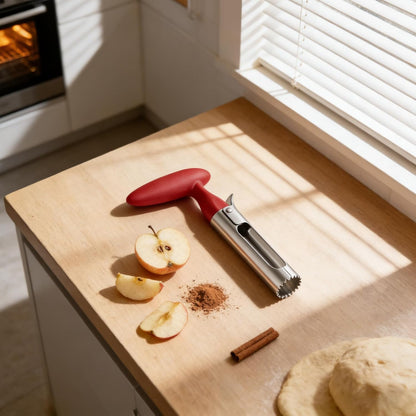 Apple Corer Tool, Stainless Steel Apple Core Remover with Ergonomics Handle - Sharp Serrated Blades - Dishwasher Safe