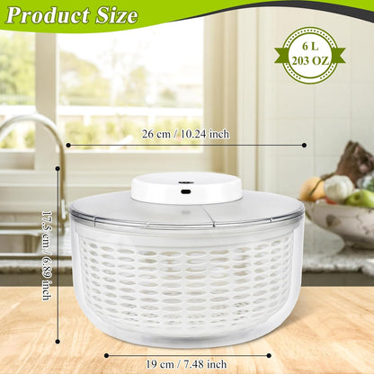 Electric Salad Spinner, 4L Lettuce Spinner Large Capacity USB Chargeble Fruit Vegetable Washer Dryer for Home Kitchen (Gray)
