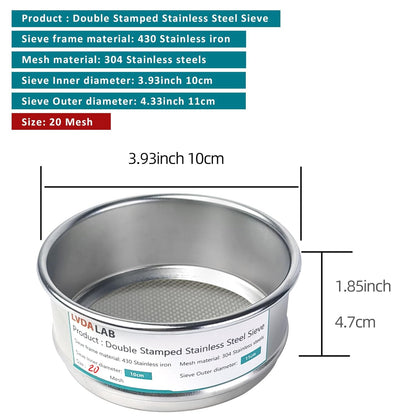 304 Stainless Steel Mesh Lab Sieve, 80 Mesh (0.2mm) Aperture Test Sieve, 4inch(10cm) Diameter Economy Standard Analysis Sample Test Sieves for Industrial Laboratory Homes - Colors B