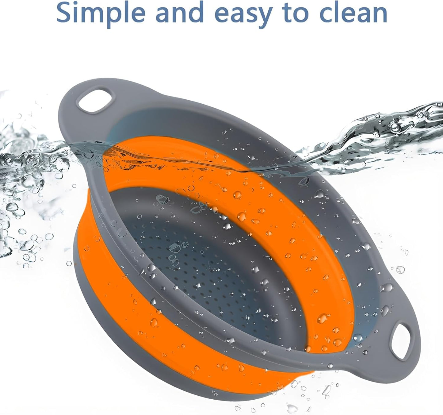 Silicone Colander Collapsible Strainers Set for Kitchen- 2 Pack (5Qt) -Over Home Draining Basket, Food Vegetables & Fruits-Dishwasher Safe, Space Saving Design (Greeen)