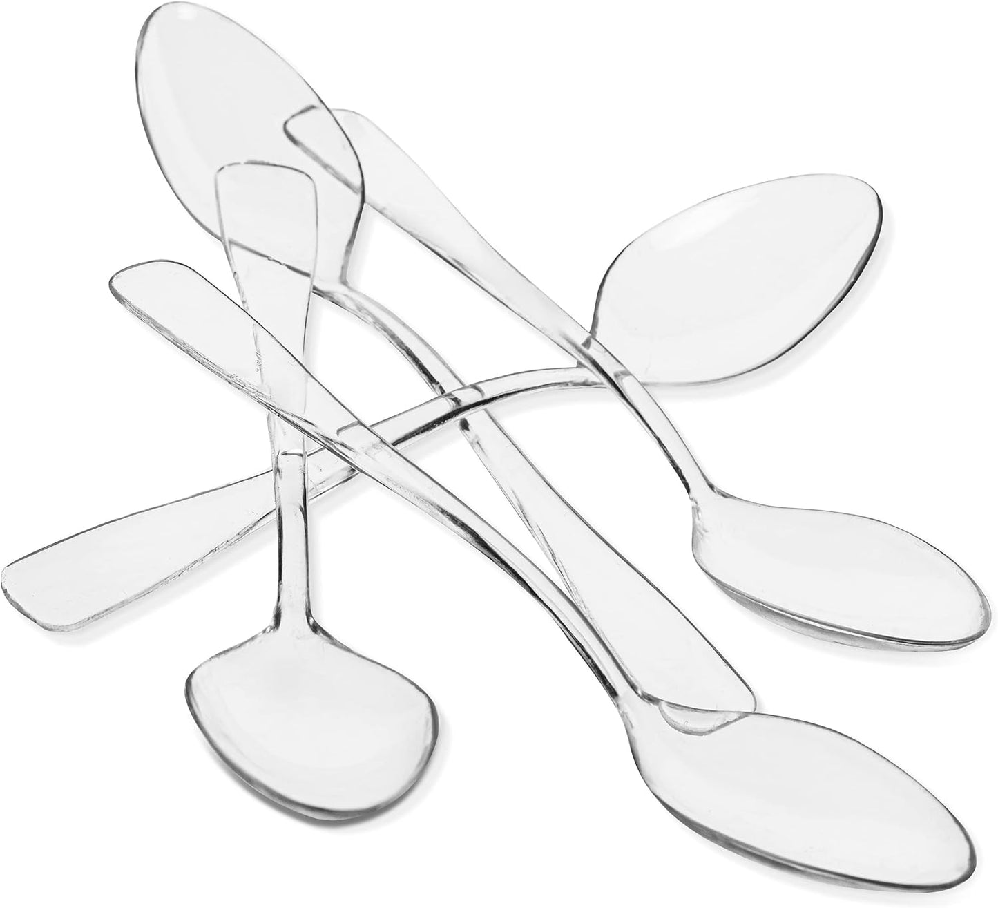 Loreso Plastic 50CT Mini Clear Dessert Spoons For Miniature Dessert Cups, Tasting Party, Sampling, Ice Cream, Small Catering Supplies - Reusable BPA Free Pack of 50