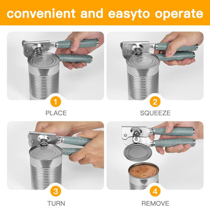 Upgraded Efficient Manual Can Opener - Selected Solid Wood Handle, Sharp and Smooth Blade Edge, Portable Design, Easy-Open Large Knob, Versatile for Various Bottle Caps（Rosewood）
