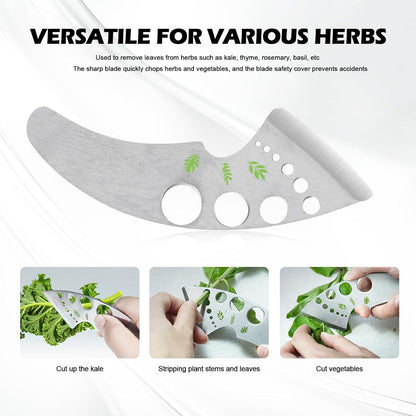 9-Hole Herb Stripper Tool, Stainless Steel Leaf Stripper for Kale, Rosemary, Basil, Thyme, Collard Greens – Ergonomic Kitchen Gadget with Blade Guard, Dishwasher Safe