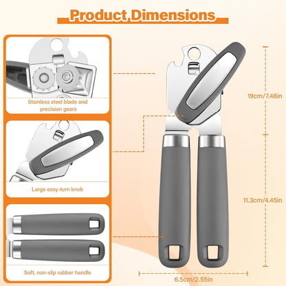 Can Opener Manual, 6 Pack Manual Can Opener Bulk, Heavy Duty Smooth Edge, Rust Resistant Kitchen Gadget for Square Round Cans, Jars, Beer Bottles,for Seniors,Kitchen Supplies,Restaurant staff
