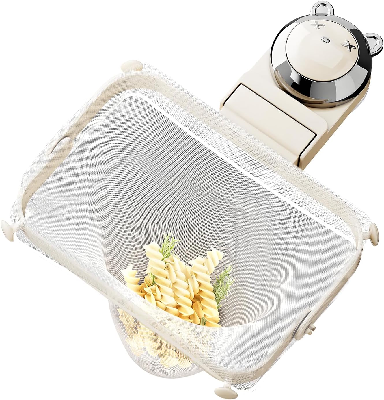 Kitchen Sink Strainer with 100 PCS Filter Mesh Bag, Food Waste Filter Basket, Suction Cup Folding Washing Vegetables and Fruits Drying Bag Holder(Silver)