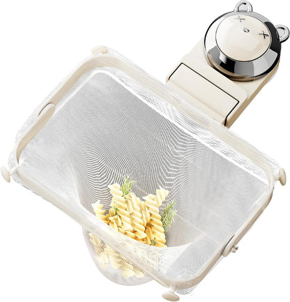 Kitchen Sink Strainer with 100 PCS Filter Mesh Bag, Food Waste Filter Basket, Suction Cup Folding Washing Vegetables and Fruits Drying Bag Holder(Silver)
