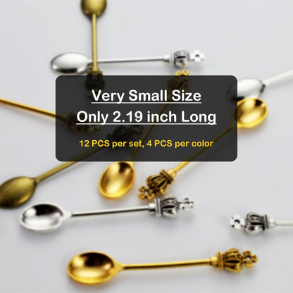 6-Pack Mini Spoons Metal Tiny Shovels 3-Inch Small Medicine Spoon for Home Kitchen Spices, Necklace Charms Pendants DIY Craft Making (Multicolor)