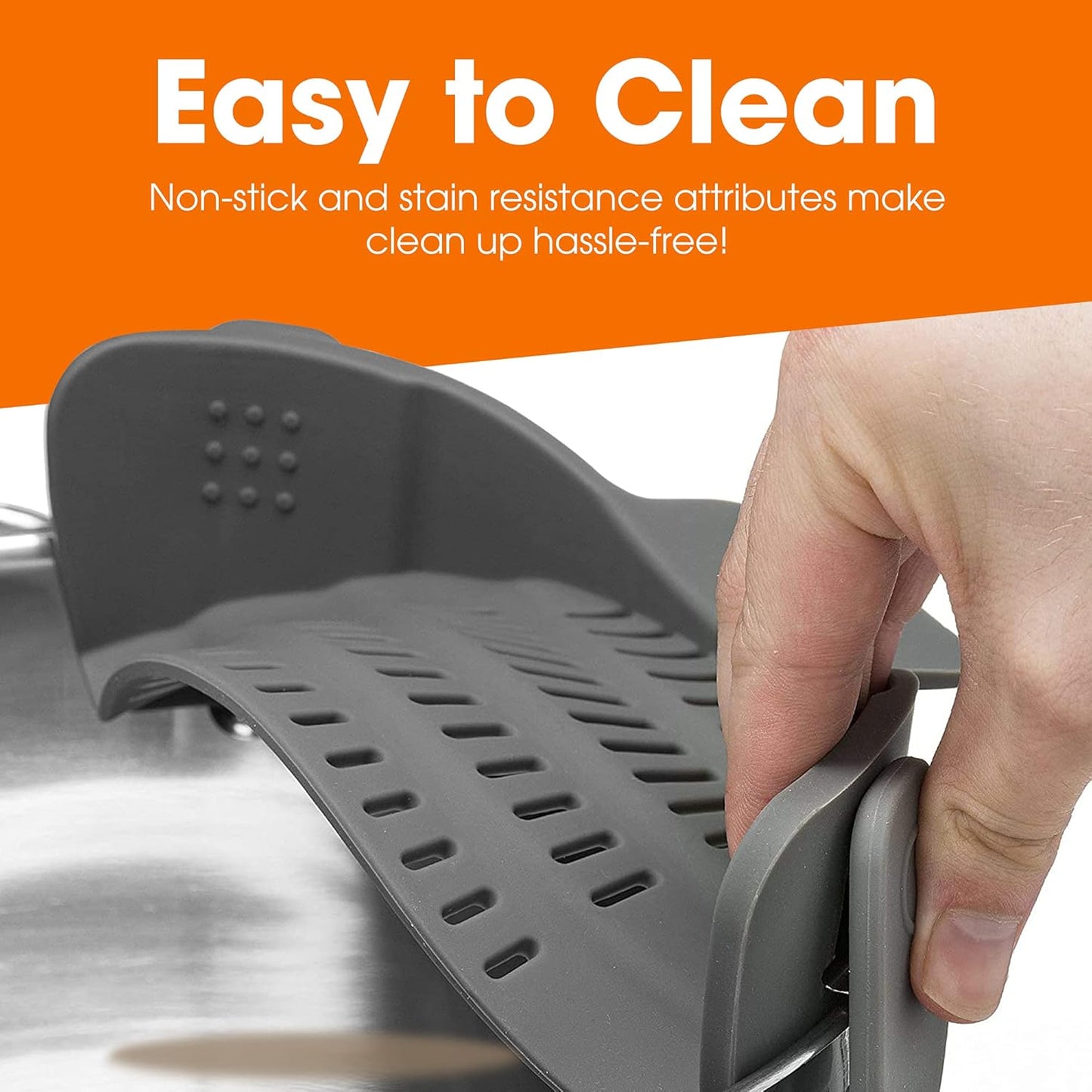 Cheer Collection Silicone Clip on Pot Strainer, Heat-resistant Snap-On Strainer for Pasta, Noodles, Rice, Meats and Vegetables, Green