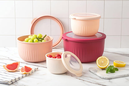 COOK WITH COLOR Prep Bowls with Lids- Wide and Deep Nesting Plastic Small Mixing Bowl Set with Lids, 8 Piece Set - Wide Bowls, Blue