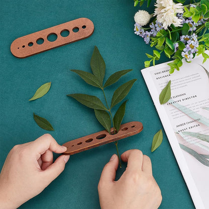 PH PandaHall 2pcs Wood Herb Stripper with 8 Hole, Oval Wooden Herb Stripper Tool Wood Leaf Remover Herb Stripping for Kitchen Gadgets Cooking Small Kitchen Appliances Chef Gifts, Brown, Hole: 2-16mm