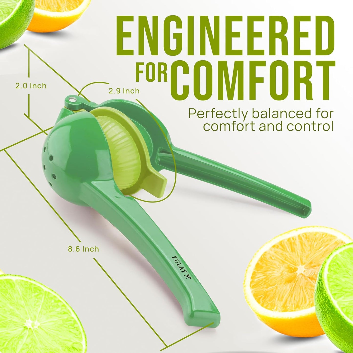 Zulay Kitchen Metal 2-in-1 Lemon Squeezer - Sturdy Max Extraction Hand Juicer Lemon Squeezer Gets Every Last Drop - Easy to Clean Manual Citrus Juicer - Easy-Use Lemon Juicer Squeezer - Yellow/Green