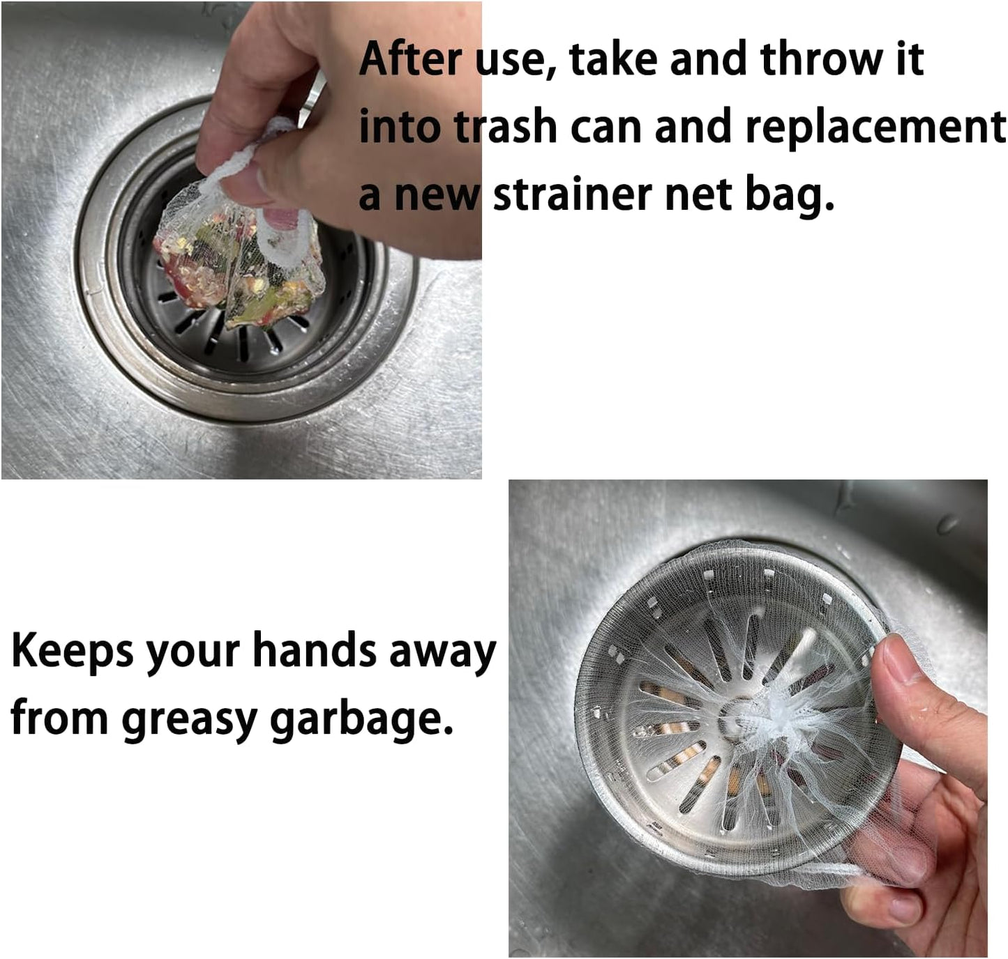 Kitchen Sink Drain Strainer Net Bag, 200 PCS Disposable Mesh Sink Strainer Filter Bag for Collecting Kitchen Drains Food Waste Leftover Garbage
