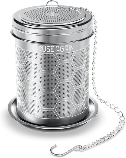 House Again Large Tea Infuser, Extra Fine Mesh Tea Strainers for Loose Tea, 18/8 Stainless Steel Tea Strainer with Extended Chain Hook, Tea Steeper for Brew Tea, Spices & Seasonings, for Multi Cups
