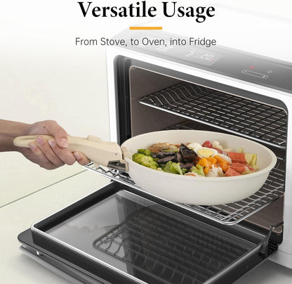 Removable Pot Handle, Universal Pan Handle, Replacement for Pots and Pans, Fits All Cookware, Includes Spoon Rest, Durable & Heat-Resistant, Cream White