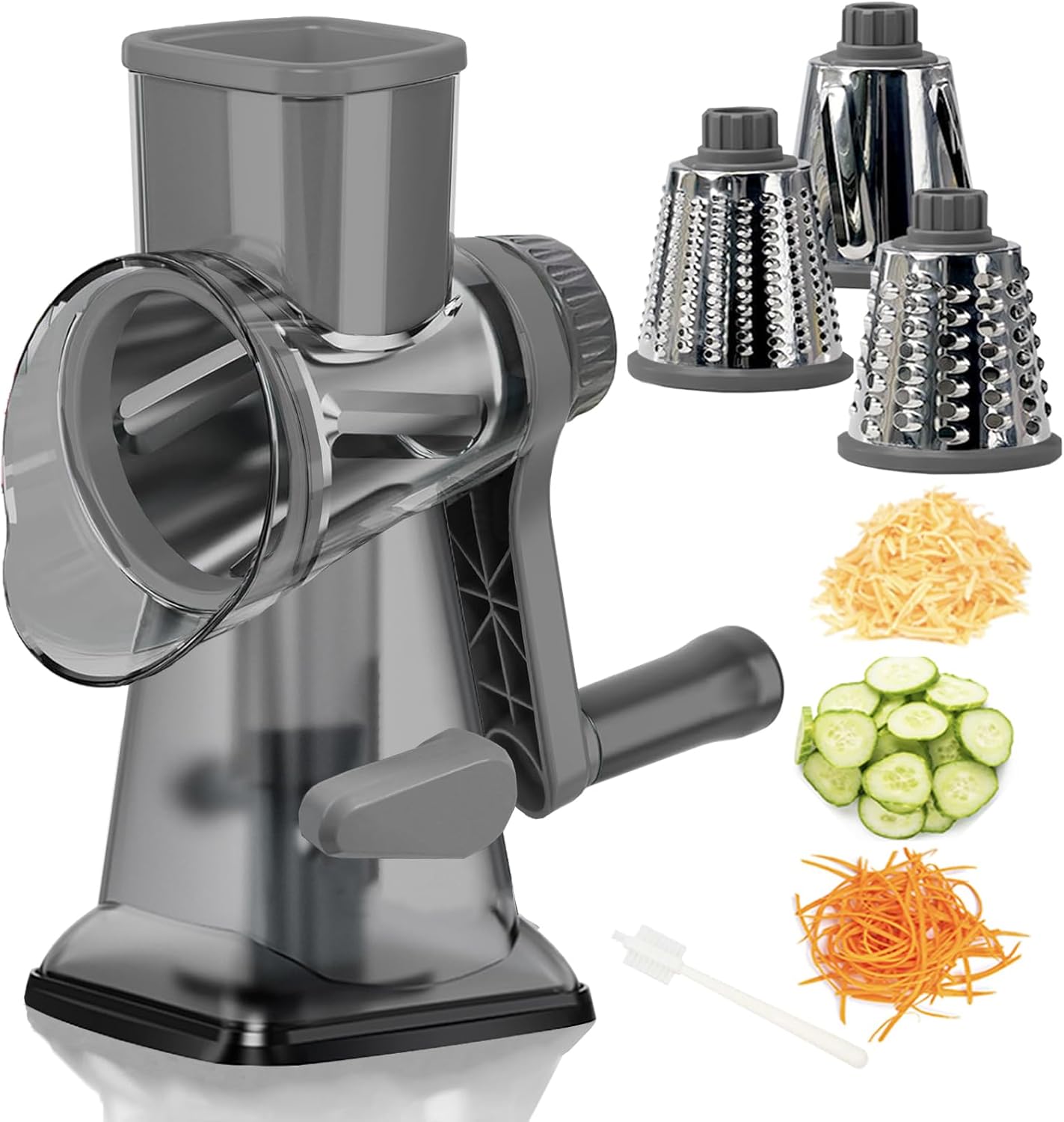 Cheese Grater with Handle,Multifunctional Rotary Cheese Grater,Kitchen Cheese Shredder Can Easily Chop Vegetables,Potatoes,Carrots,Etc.The Suction Cup is Stable and Easy to Clean (light green)