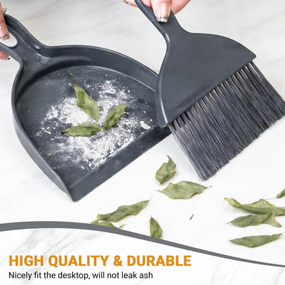 THINKLEARN 2PCS Small Broom and Dustpan Set, Mini Dust Pan and Brush, Hand Whisk for Pets, Kids, Desk, Home, Camping, Green Cleaning Supplies