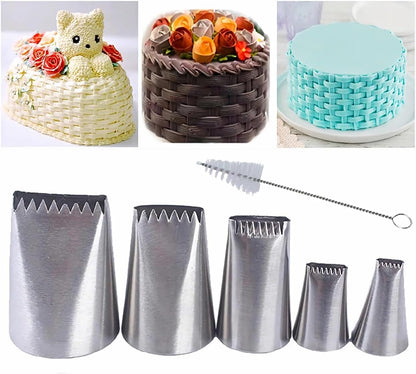 8 Pcs Rose Flower Piping Tips Set,Petal Icing Tips,PipingRose Nozzle,Stainless Steel Cake Decorating Pastry Tools, for CakeDecorating,with A Cleaning Brush (Rose-8pcs)