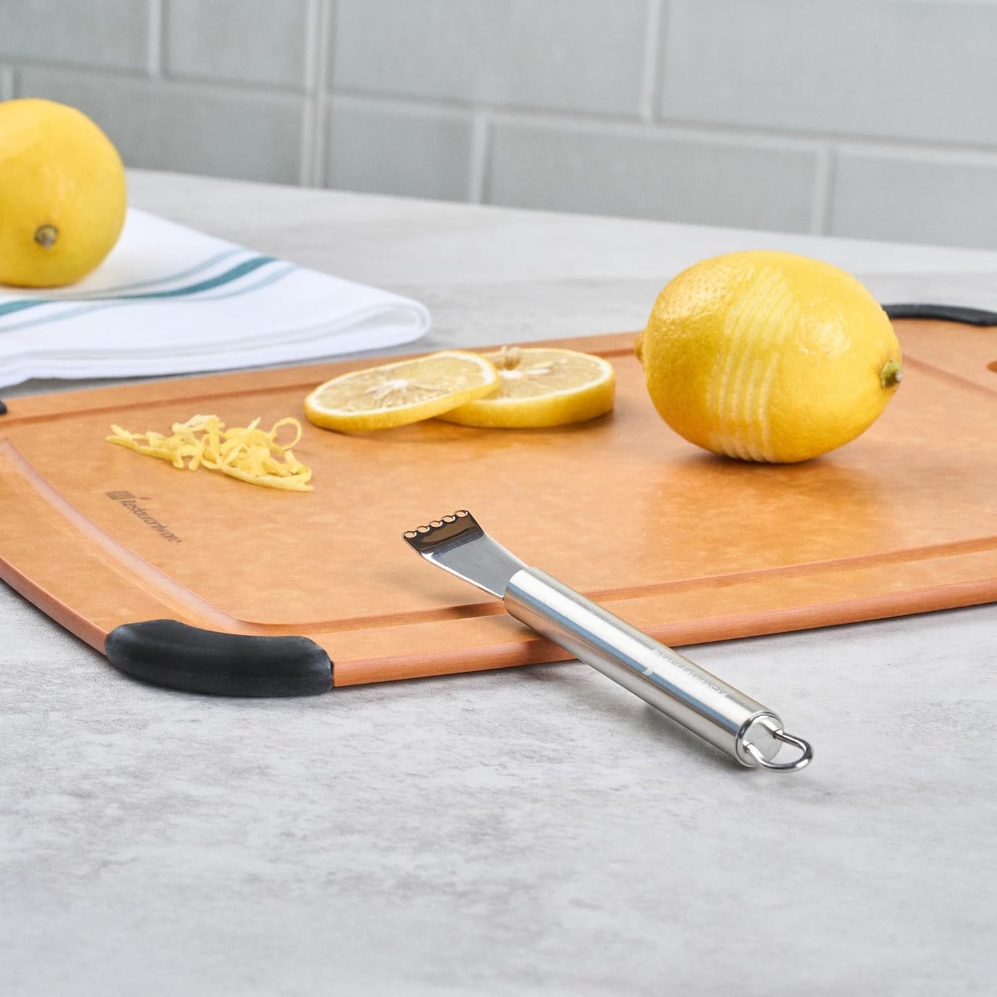 Restaurantware Stainless Steel Citrus Zester - German Standard Lemon Zester Bar Tool with Precision Blades, Dishwasher Safe - Fruit Zesting Peeler Tool for Cooking, Baking, Cocktails