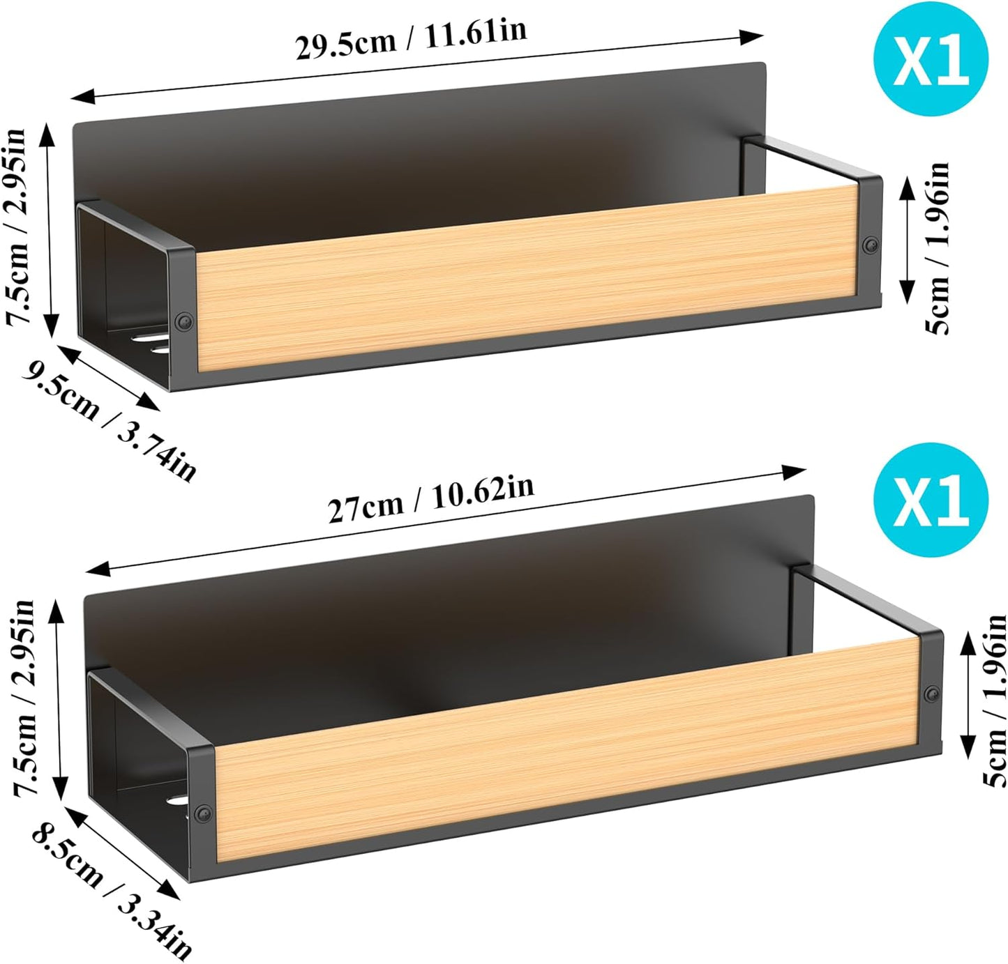 HuggieGems Metal 4 Pack Magnetic Spice Storage Rack Organizer for Refrigerator and Oven, Black Fridge Organizers and Storage, Metal