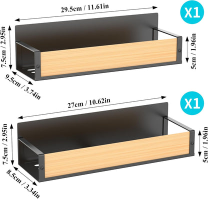 HuggieGems Metal 4 Pack Magnetic Spice Storage Rack Organizer for Refrigerator and Oven, Black Fridge Organizers and Storage, Metal