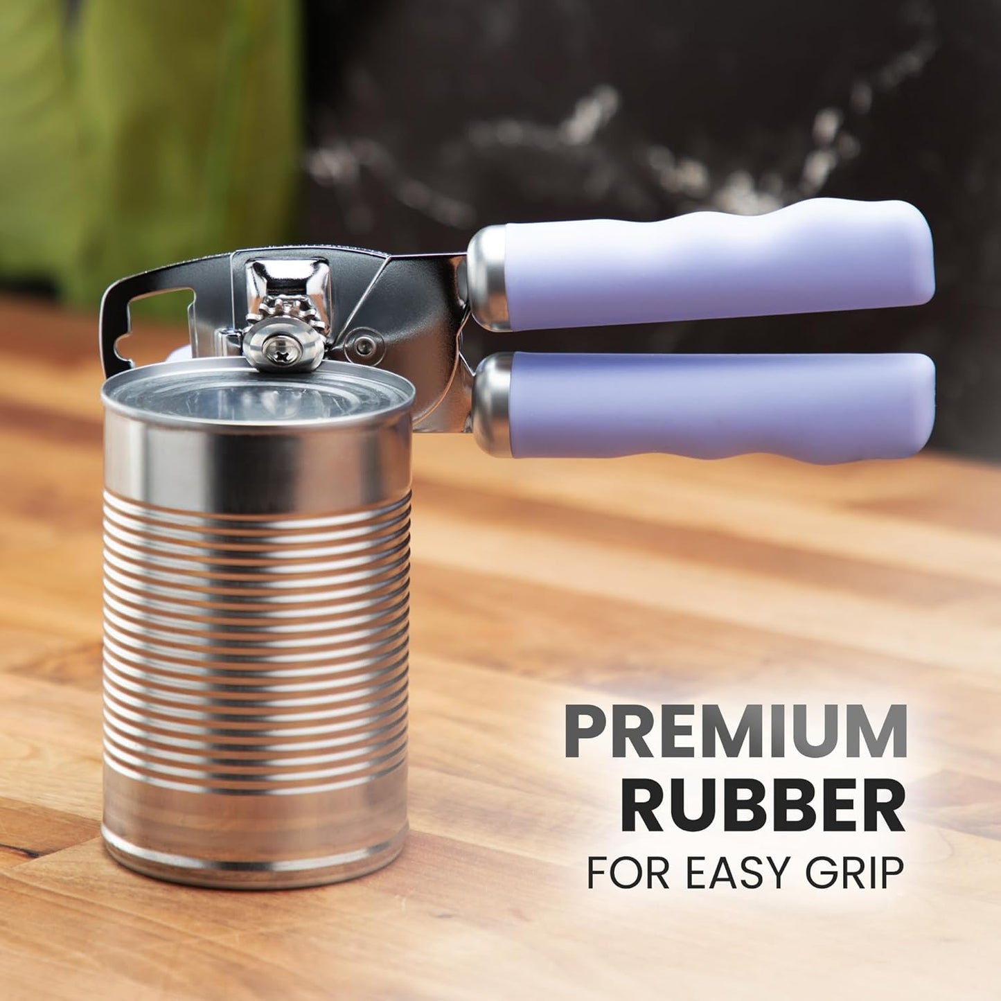 Zulay Kitchen Heavy Duty Stainless Steel Can Opener Manual with Bottle Opener - Rust Proof Manual Can Opener With Turn Knob & Comfy Soft Grip Handles - Black