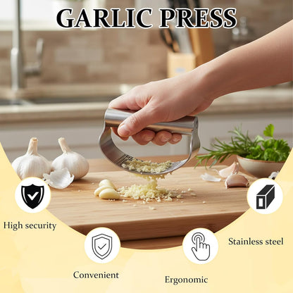 3pc Garlic Rocker, Garlic Press Rocker Set, Easy-to-Use Garlic Mincer for Cooking, Ideal for Small Hands and Weak Grip, Dishwasher Safe Kitchen Gadget