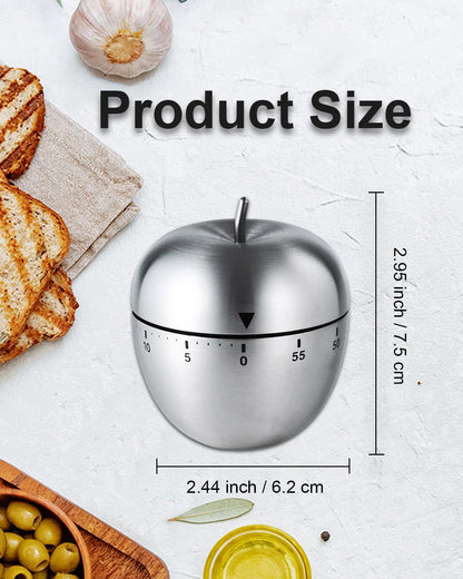 Kitchen Timer for Cooking, 60 Minutes Mechanical Timer - No Batteries Required, Stainless Steel Egg-Shape Cute Countdown Clock for Cooking, Learning, Exercises, Gaming