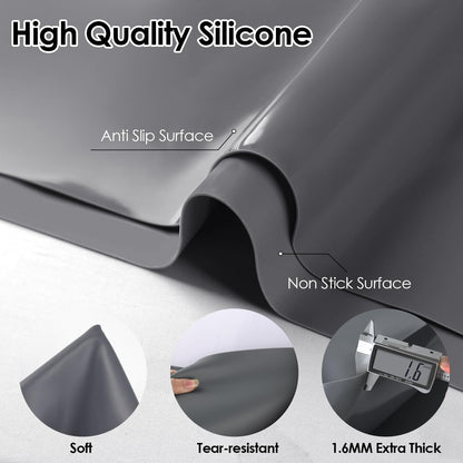 Standard Silicone Mat,Black Baking Mat-Food Grade Kids Dinner Table Placemat Non Slip Counter Mat with Raised Edges Heat Resistant Mat for Air Fryer Nonstick Pastry Dough Mat(1 Pack 23.6'' x 15.7'')
