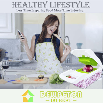 Dewpeton Pro-Series 20-in-1 Mandoline Slicer & Spiralizer, Veggie Chopper with Container, Home Essential Kitchen Gadget