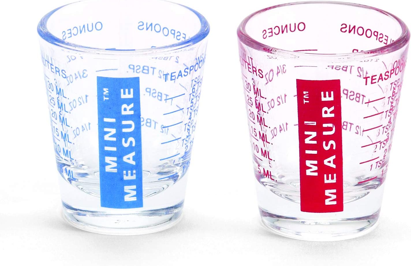 Kolder Mini Measure Heavy Glass, 20-Incremental Measurements Multi-Purpose Liquid and Dry Measuring Shot Glass, White