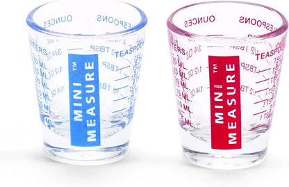 Kolder Mini Measure Heavy Glass, 20-Incremental Measurements Multi-Purpose Liquid and Dry Measuring Shot Glass, White