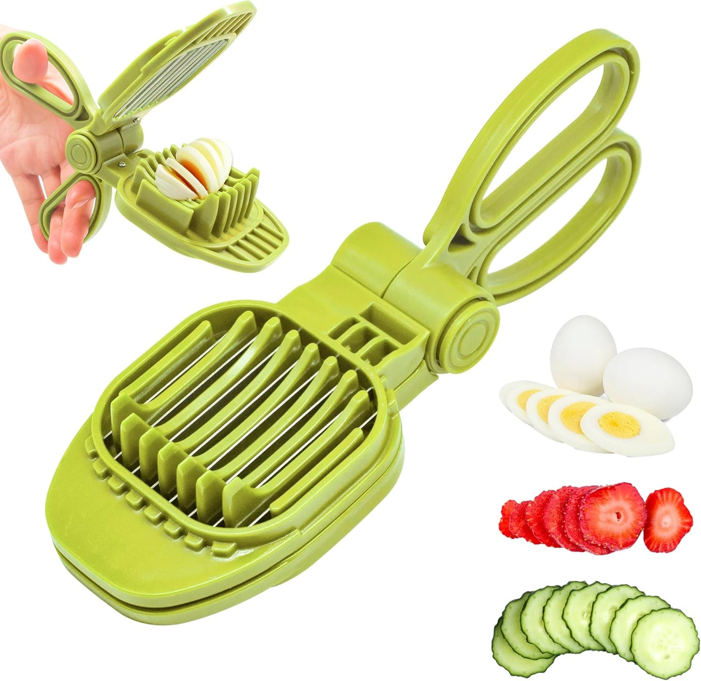Fruit Slicer, Strawberry, Banana, Kiwi Cutter, Egg Slicer for Hard Boiled Eggs, for Fruit Sausages, Cucumbers, Mushroom Cutter, Rapid & Safe Slicing Kitchen Gadgets (Red)