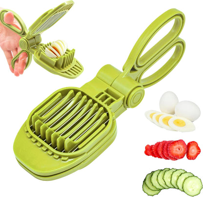 Fruit Slicer, Strawberry, Banana, Kiwi Cutter, Egg Slicer for Hard Boiled Eggs, for Fruit Sausages, Cucumbers, Mushroom Cutter, Rapid & Safe Slicing Kitchen Gadgets (Red)