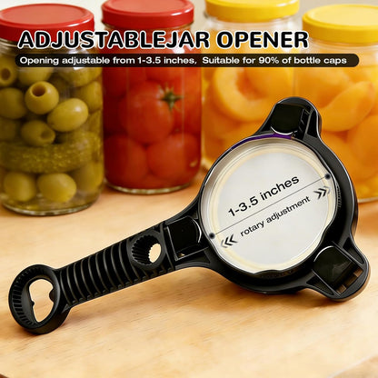4-in-1 Heavy Duty Jar Opener for Seniors and Weak Hands – Ergonomic Manual Bottle Opener for Small to Large Lids – Multifunction Kitchen Tool for Arthritic Hands, Beer, Sauces & Canned Goods