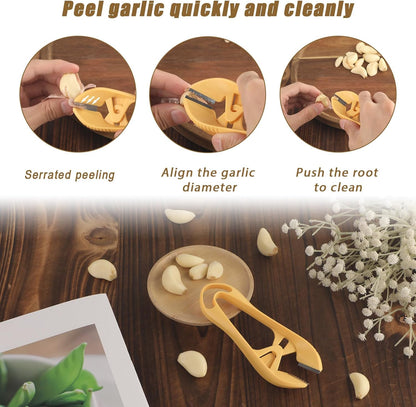 2pcs Garlic Peeler, 2025 New Garlic Tweezers with Hanging Hole Manual Peeling Clips Simple Easy Multipurpose Kitchen Tools for Avoiding Smell on Your Hands (Orange)
