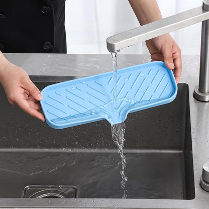MicoYang Silicone Soap Dish with Drain Spout, Self-Draining Sink Organizer Tray for Bathroom and Kitchen, Sponges, Dispensers and Soap Holder, Non-Slip and Dishwasher Safe, Black (Compact, 4.9"×3.2")