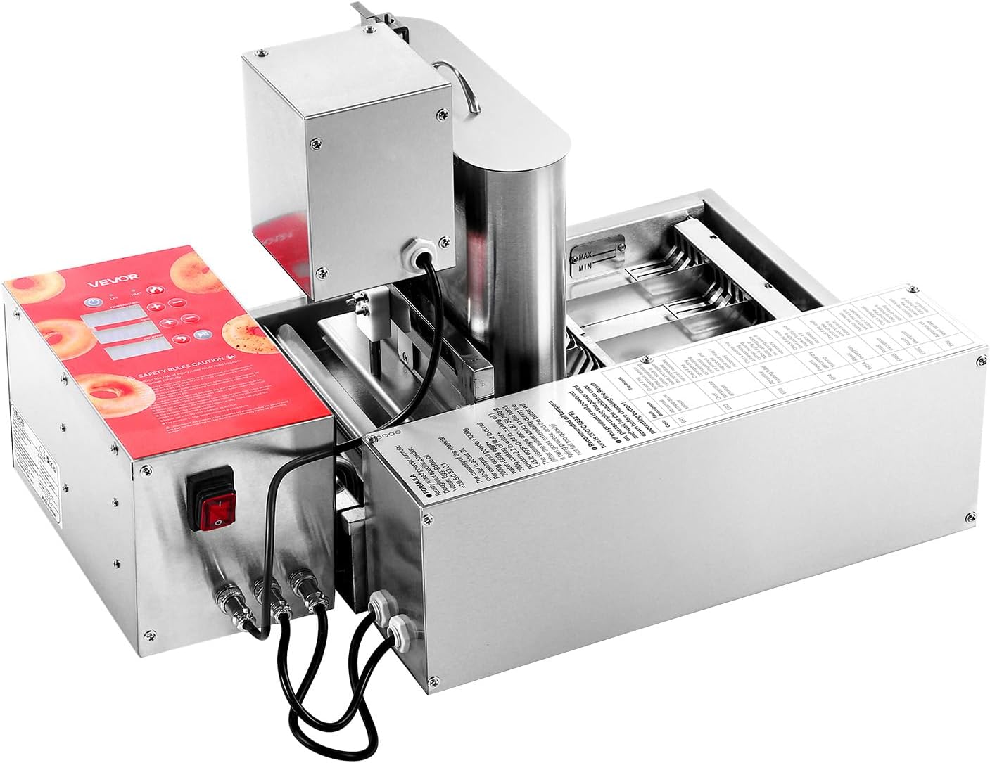 VEVOR Donut Depositor, Large Capacity Manual Donuts Dropper, 304 Stainless Steel Commercial Batter Dispenser, 6 Thicknesses Adjustment Doughnut Hopper with Stand, For Restaurant Cafe Bakery Kitchen