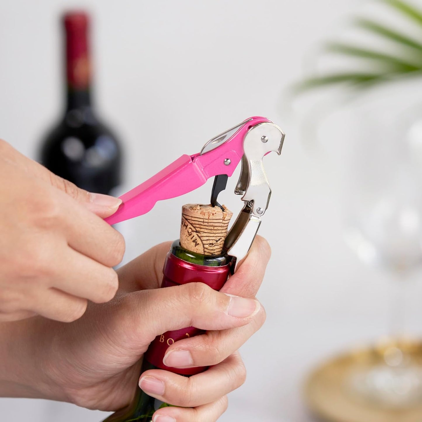 True Truetap Double Hinged Waiter's Corkscrew Wine Opener, Stainless Steel Wine Bottle Opener with Built In Foil Cutter, Home Bar Tools, Bar Cart Accessories, Wedding Gifts, Set of 1, Black